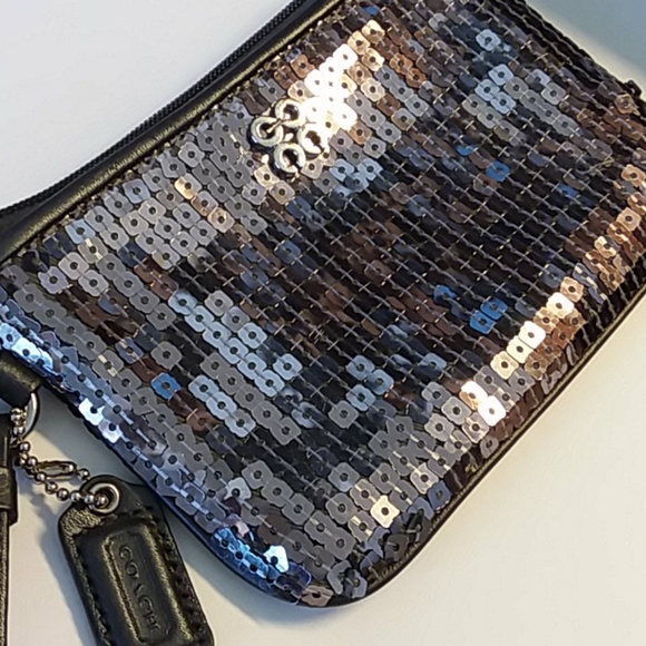 Coach Julia sequin wristlet with strap, EUC, RARE